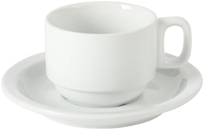 Gibson Home Gracious Dining 7-Ounce Cappuccino Cups Set of 4, Stackable Coffee Cups with 4 Saucers, Metal Stand, Coffee Mugs for Latte, Café, Mocha, Tea - Image 6