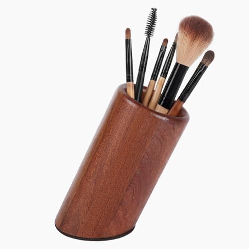walowalo Pen Holder Natural Wooden Pencil Holder for Desk, Angled Design Makeup Brush Holder Pencil Cup, Multiple-Use Marker Holder Desktop Stationary Organizer for Office, Home, School by walowalo