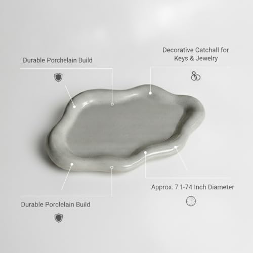 Home Organizers & Minimalists: Ceramic Cloud Catchall Tray for Keys, Jewelry, and Coins – Decorative Entryway or Dresser Dish, Approx. 7.1-7.4 Inches (1 Piece) - Image 5