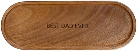 Best Dad Ever Wooden Tray, Wood Serving Tray Decorative Tray for Coffee Table, Snacks, Drinks, Home Decor (11.4 x 4.1 x 0.6 in) by TJPOP