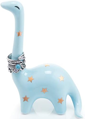 PUDDING CABIN Blue Dinosaur Ring Holder Engagement Wedding Ring Stand, Rings Oragnizer, Mothers Day Christmas Birthday Gifts for Women, Dinosaur Decor by PUDDINGCABIN