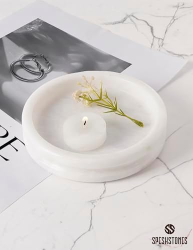 Marble Jewelry Dish, 5" Handmade White Ring Tray - Image 4