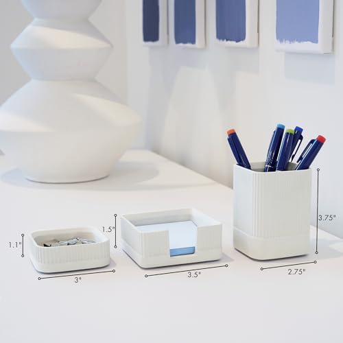 Aesthetic Desk Organizer Set of 3 - Sturdy Concrete Office Accessories - Image 7