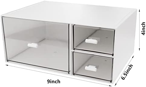 Desk Organizer Stackable Storage Drawers with 3 Compartments Stackable Drawers Great for Desk Storage, Makeup Storage Bathroom Organization Accessories Etc (White) - Image 3