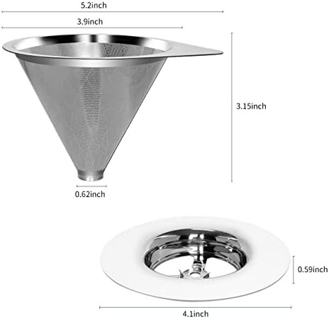 LHS Pour Over Coffee Dripper Reusable Coffee Filter Paperless Coffee Filter Stainless Steel Pour Over Coffee Maker Cone Coffee Dripper for 1-2 Cup,Argyle Pattern - Image 3
