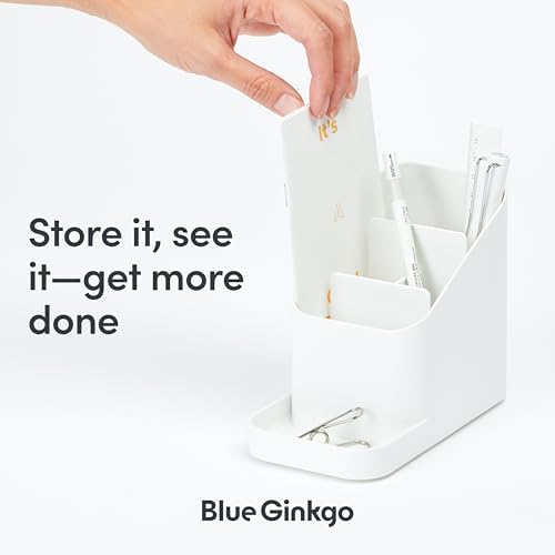 BLUE GINKGO Pen Holder, Desk Organizer, White, Made in Korea - Image 4