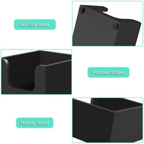 Bivvclaz Wood Sticky Note Holder, 3 x 3 Inch Post It Note Dispenser for Office Desk Accessories, Self Stick Note Pad Holder, Memo Pad Holder Dispenser Organizer for School Office Desk Supplies, Black - Image 3
