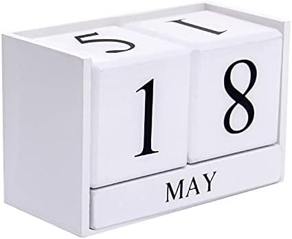 Notakia Wooden Gaobei Desk Blocks Calendar Perpetual Block Month Date Display (Large white) by Notakia