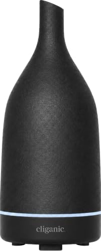 Cliganic Ceramic Aromatherapy Diffuser for Essential Oils (Black) - 7 Color Lights, Cool Mist, Auto Shut Off for Home & Office by Cliganic