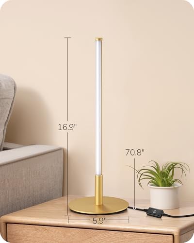 EDISHINE LED Table Lamp, Modern Dimmable Desk Lamps Metal Finish, Gold - Image 6
