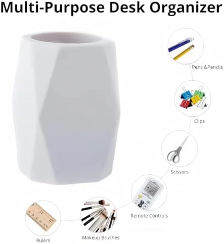 Aesthetic Pen Holder for Desk Cute Office Supplies Cubicle Decor Workspace Accessories Boho Makeup Organizer for Women Girls Pencil Cup Aesthetic Rotating Caddy for Home Office (Polka Dot White) - Image 3