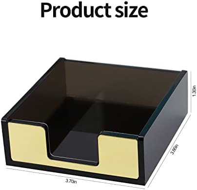 Acrylic Black and Gold Sticky Note Holder 3.7"¡Á3.7 Sticky Note Dispenser for Desk Cute Memo Notepad Holder for Office Supplies - Image 2