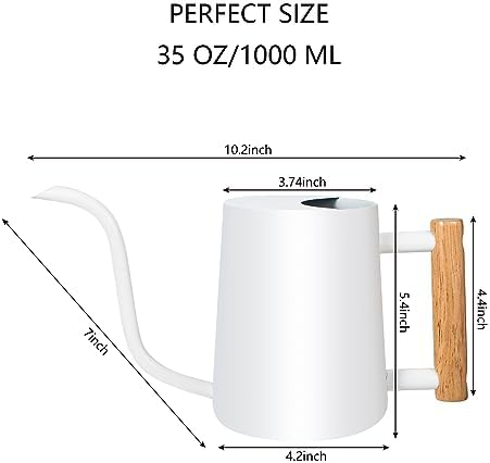 Watering Can Indoor Plants, 35oz Small Stainless Steel Metal Watering Can Modern Decorative Watering Pot with Long Spout for Indoor House Plant Bonsai Outdoor Garden Flowers -White - Image 5
