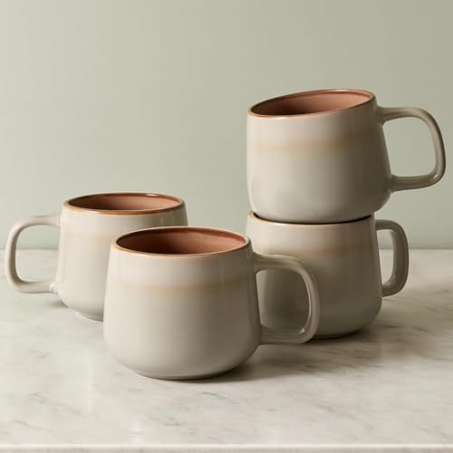 Ava Nord Stoneware Ceramic Coffee Mugs Set of 4 | 12 oz | Sage Ash by AvaNord