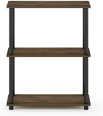 Furinno TURN-N-TUBE Storage Shelves, 3-Tier Book Shelf, Corner Shelf, Toolless Open Shelves, for Organization and Storage, Living Room, Garage, Home Office, Columbia Walnut - Image 5
