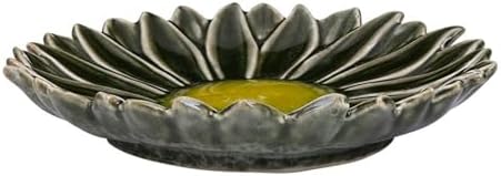 47th & Main Decorative Trinket Tray Flower Shaped Glazed Stoneware Dish for Home Décor, 6" Diameter x 1" Deep, Emerald Sunflower - Image 2