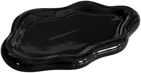 Ceramic Jewelry Tray Dish for Ring Key Trinket, Cute Cloud Shape Decorative Jewelry Plate Holder for Women Gift (Black) by BIGPIPI