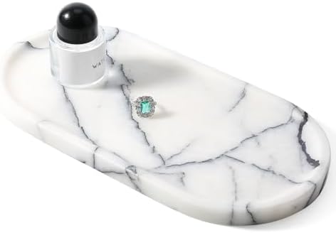 Koville Natural Marble Tray, 12"x6" Decorative Tray for Countertop, Catchall for Perfume, Candles, Jewelry Dish Milas Lilac by Koville