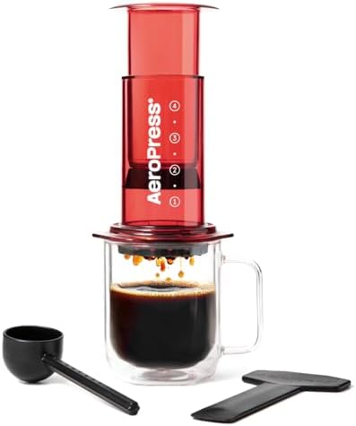 AeroPress Clear Red Coffee Press, French Press, Pour-Over & Espresso Style by AeroPress