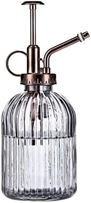 Glass Plant Mister - 7.5" Green Glass Water Spray Bottle with Gold Top Pump, Indoor/Outdoor Small Plant Sprayer (Gray+Bronze) by Aebor
