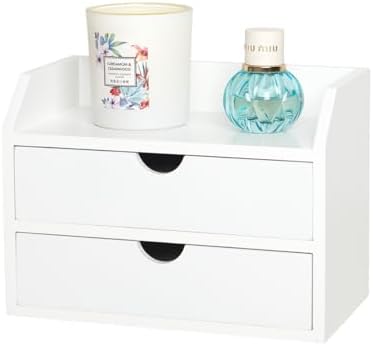 ZGZD Wooden Organizer Mini Desk Drawer Tabletop Office Supplies Desk Accessories for Office or Home White (2 Drawers) by ZGZD