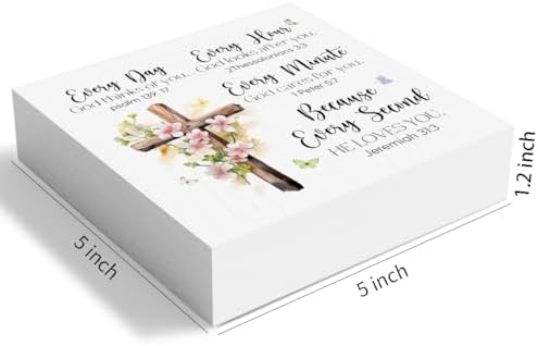 Every Day God Thinks Of You Wooden Box Sign Inspirational Cross Jesus Decor Prayers Religious Scripture Gifts for Women Men Mom Sister Friends Birthday Male Coworker 5 x 5 Inch - Image 2