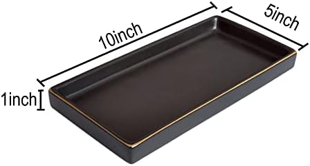 10 x 5 Ceramic Bathroom Tray for Countertop, Decorative Vanity Tray for Dresser Tops, Small Rectangular Trays for Perfume, Candle, Jewelry, Cosmetics (Black) - Image 5