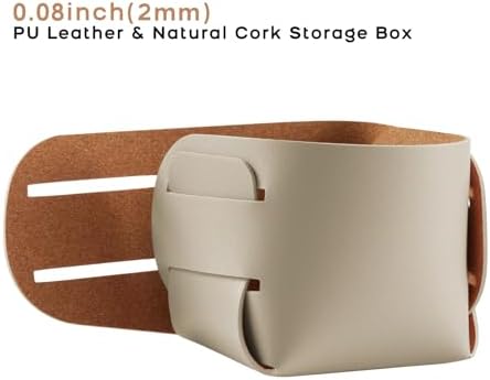 HOMIEAZICOZI 2-Pack Cork Leather Makeup Brush Holder Organizer - Desk Accessories Storage - Pencil Pen Holder - Stylish Addition to Home Decor (Beige) - Image 2