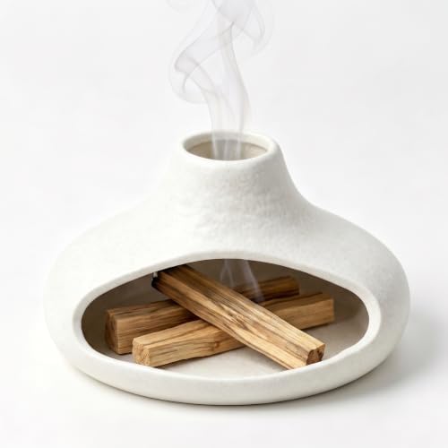 Ceramic Palo Santo Holder with Mini Chimney, Incense Holder by Unknown