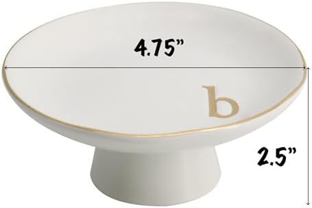 COLLECTIVE HOME - Ceramic Jewelry Tray, Decorative Monogram Jewelry Dish, Luxurious Trinket Tray with High Base, Birthday Mother's Day for Women (b) - Image 3