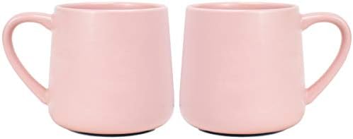 Bosmarlin Glossy Ceramic Coffee Mugs Set of 2, Tea Cup for Office and Home, 18 oz, Suitable for Dishwasher and Microwave(Pink, 2) by Bosmarlin