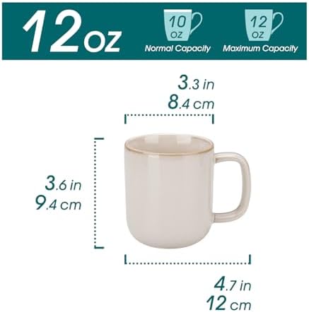 vancasso Coffee Mugs Set of 6, 12 Oz Ceramic Coffee Cups with Handle, Ceramic Unique Glaze Coffee Cup for Cappuccino, Latte, Tea, Cocoa, Dishwasher & Microwave Safe Gift Sets, Beige, Series PLAYA - Image 2