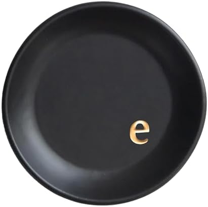 COLLECTIVE HOME - Ceramic Jewelry Tray, Decorative Trinket Dish for Rings Earrings Necklaces Bracelet Watch Keys, Birthday Mother's Day Christmas Gift for Women, 4.75", Black Surface (e) by COLLECTIVEHOME