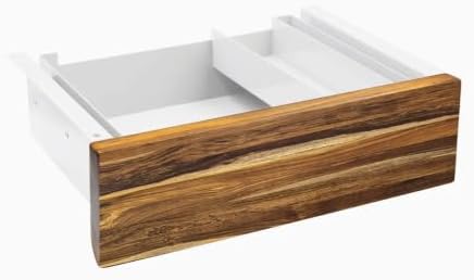 Desky Minimal Under Desk Drawer – Slim Pull-Out Metal Storage Organizer for Sit-Stand Desks, Smooth Glide, Space-Saving Design, Easy Mount, Pheasantwood Hardwood & White Frame by Desky