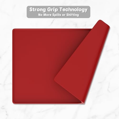 Rnivvi Silicone Coffee Mat, 16" x 24" Waterproof Raised Edge Coffee Bar Mats for Espresso Machine Station Accessories, Heat Resistant Dish Drying Pad for Kitchen Counter, Rubber Bar Decor Pad, Red - Image 5