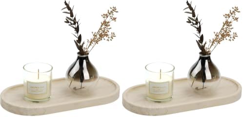 Koville Italian Travertine Tray, 12"x6" Vanity Decorative Marble Tray for Countertop, Catchall Tray for Perfume, Candles, Jewelry Dish Tray (Pack of 2) by Koville
