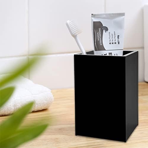 2 Pack Black Acrylic Pencil Pen Holder Cup,Desk Accessories Holder,Makeup Brush Storage Organizer,Modern Design Desktop Stationery Organizer for Office School Home Supplies,2.6x 2.6x 4 inches - Image 6