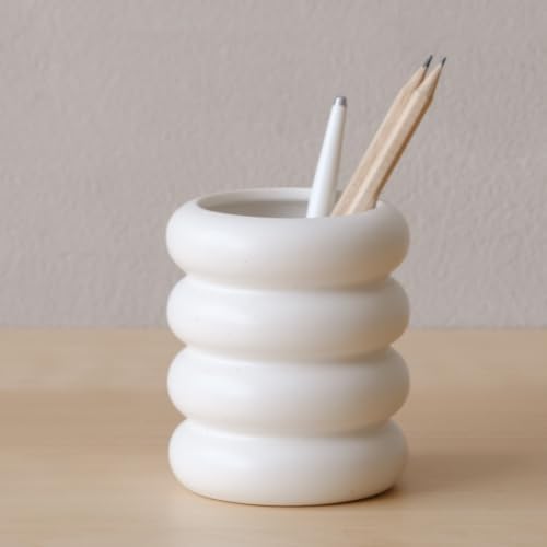 WENSHUO Ceramic Pen Holder, Pencil Holder, Cute Makeup Brush Holder, White by WENSHUO