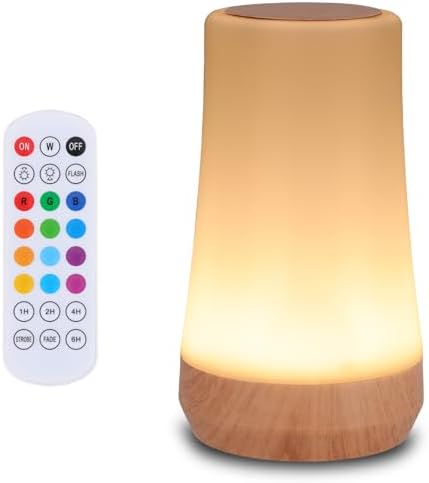 OORUN Touch Bedside Table Lamp,13 RGB Colors & 5 Brightness, USB Rechargeable Desk Lamp, Remote Control Dimmable Light with RGB Color Changing,Portable Lamp for Baby (F9) by Unknown