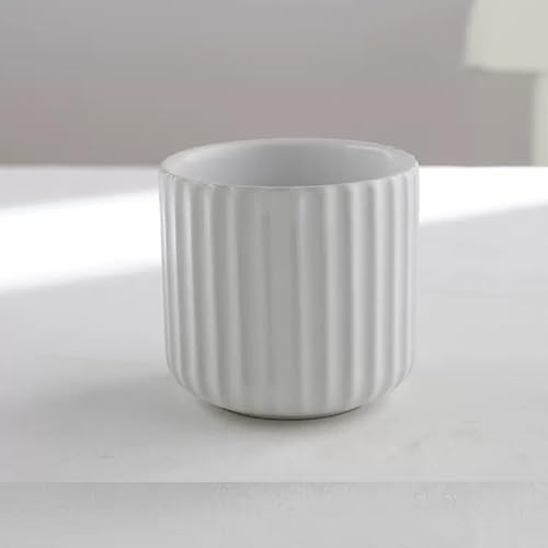 Nordic Ceramic Mug, Japanese Tea Cup 6oz Striped Cup No Handle Drinking Cup for Espresso, Cortado, Matcha, Green Tea, Microwave and Dishwasher Safe, Minimalist coffee Cup-Matte White - Image 2