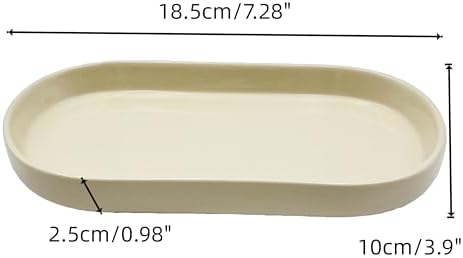 Aliviitsi White Small Oval Ceramic Tray for Bathroom Counter - Key Tray, Jewelry Dish & Dresser Vanity Organizer,Decorative Small Candle Trays for Skincare and Perfume Jewelry Plate (Warm White) - Image 2