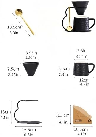 Pour Over Coffee Maker set,Ceramic Coffee Maker With V60 40 pcs Paper Filter，Metal Stand 9oz 270ml mug Pour Over Coffee Dripper Pink - Image 3