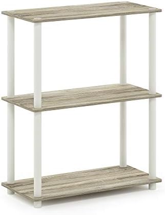 Furinno TURN-N-TUBE Storage Shelves, 3-Tier Book Shelf, Corner Shelf, Toolless Open Shelves, for Organization and Storage, Living Room, Garage, Home Office, Sonoma Oak - Image 4