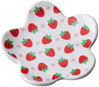 GSHLLO Ceramic Flower Shaped Jewelry Tray Small Cute Ring Holder Plate Aesthetic Trinket Dish Elegant Earring Plate Modern Accent Tray Decorative Key Holder Bowl for Home Red and White by GSHLLO