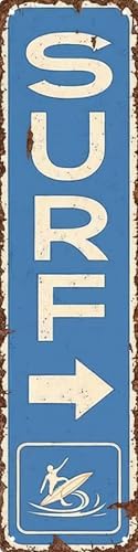Vintage Surf Beach Nautical Metal Tin Sign 4x16 in Durable Metal Wall Art for Home Bar Cafe & Outdoor Decor by LMDDFZS