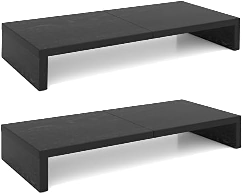 TEAMIX 2-Pack Monitor Stand Riser 20 inch, Wood Desk Computer Shelf, Black by TEAMIX