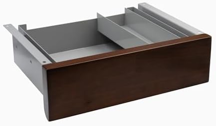 Desky Minimal Under Desk Drawer – Slim Pull-Out Metal Storage Organizer for Sit-Stand Desks, Smooth Glide, Space-Saving Design, Easy Mount, Dark Walnut Rubberwood & Grey Frame by Desky