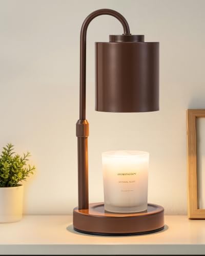 CASTLELIFE Dimmable Candle Warmer Lamp with Timer, Height Adjustable Candle Warmer for Jar Candles, Electric Wax Melt Warmer for Home Decor House Warming Gifts, Birthday Gifts for Women, Brown by CASTLELIFE