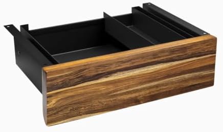 Desky Minimal Under Desk Drawer – Slim Pull-Out Metal Storage Organizer for Sit-Stand Desks, Smooth Glide, Space-Saving Design, Easy Mount, Pheasantwood Hardwood & Black Frame by Desky