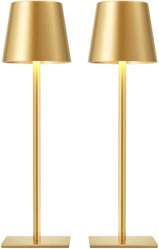 Kakanuo Gold Rechargeable Table Lamp, Cordless Battery Operated Lamp Set by KakanuoLightings